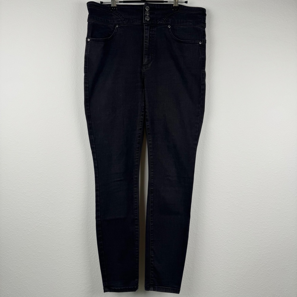 Guess Jeans Women 31 Black Excellent High Rise Triple Button R1BJ66D4BF0